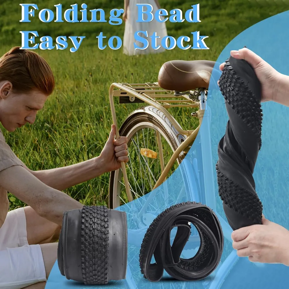 2 Pack Bike Tires 14"/16"/18"/20"/26"x2.125" with or Without Inner Tubes 14/16/18/20x1.75/1.95/2.125 AV 32mm Schrader Valves for Mountain Urban Trail Road Park
