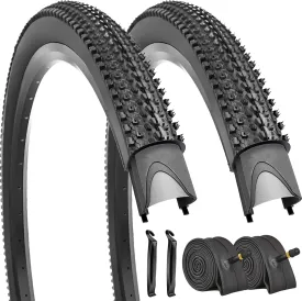 2 Pack Bike Tires 14"/16"/18"/20"/26"x2.125" with or Without Inner Tubes 14/16/18/20x1.75/1.95/2.125 AV 32mm Schrader Valves for Mountain Urban Trail Road Park