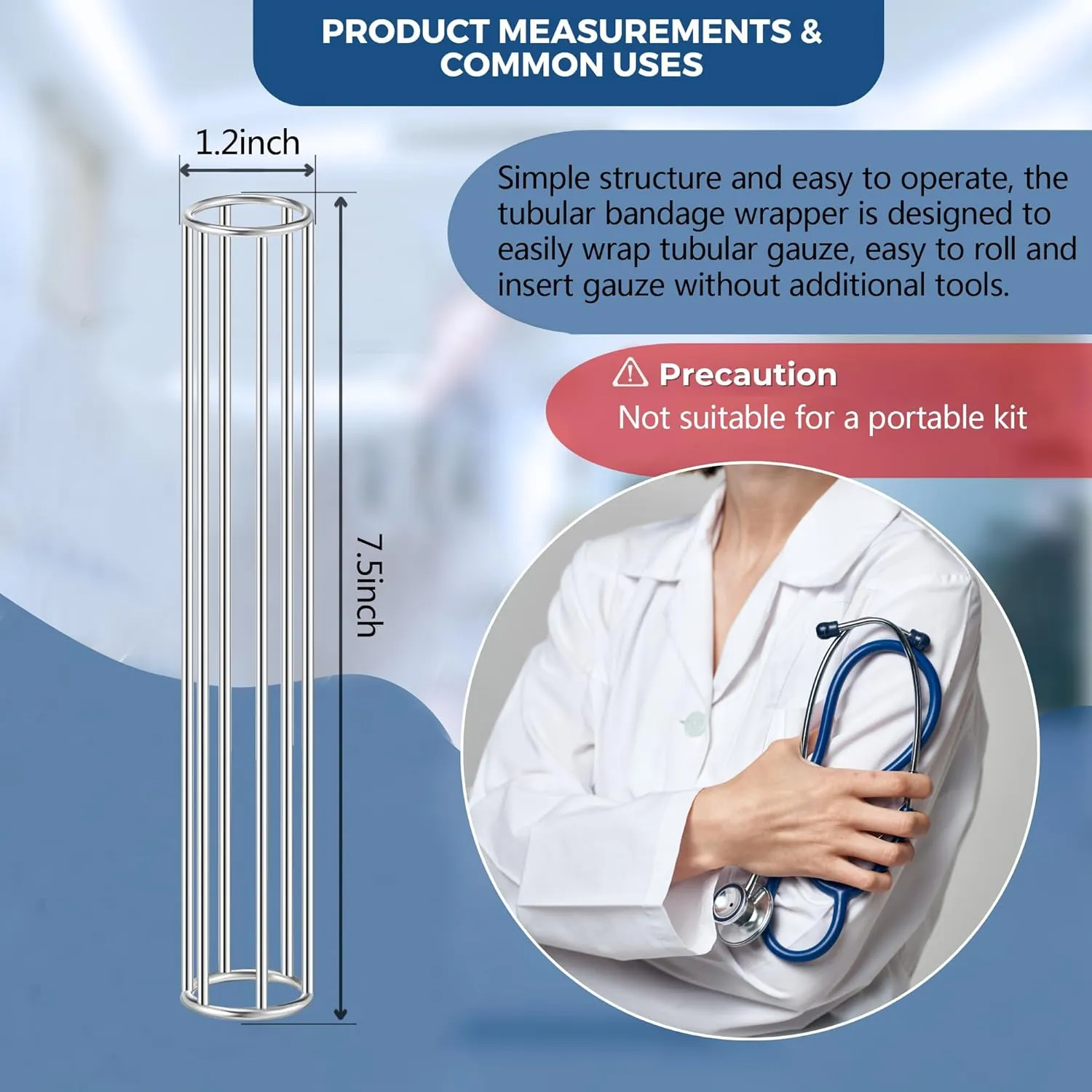 2 Pcs Metal Cage Applicator Tubular Gauze Metal Applicator Cage Tube Gauze Bandage Tubular for Homes Offices