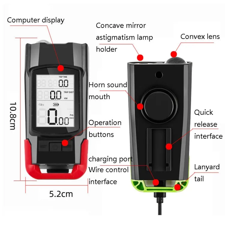 3 In 1 Wireless Bicycle Code Meter Lamp Strong Light Front Light, Colour: Upgrade Floating (Blue)