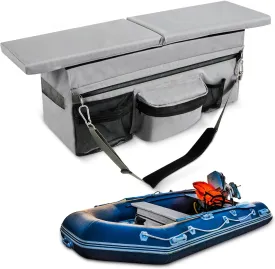 35 x 14 Inch Dinghy Inflatable Boat Seat Cushion and Underseat Storage Bag with Pockets Grey Thick Sponge Seat Water Resistant Outdoor Bench Cushion (Grey)