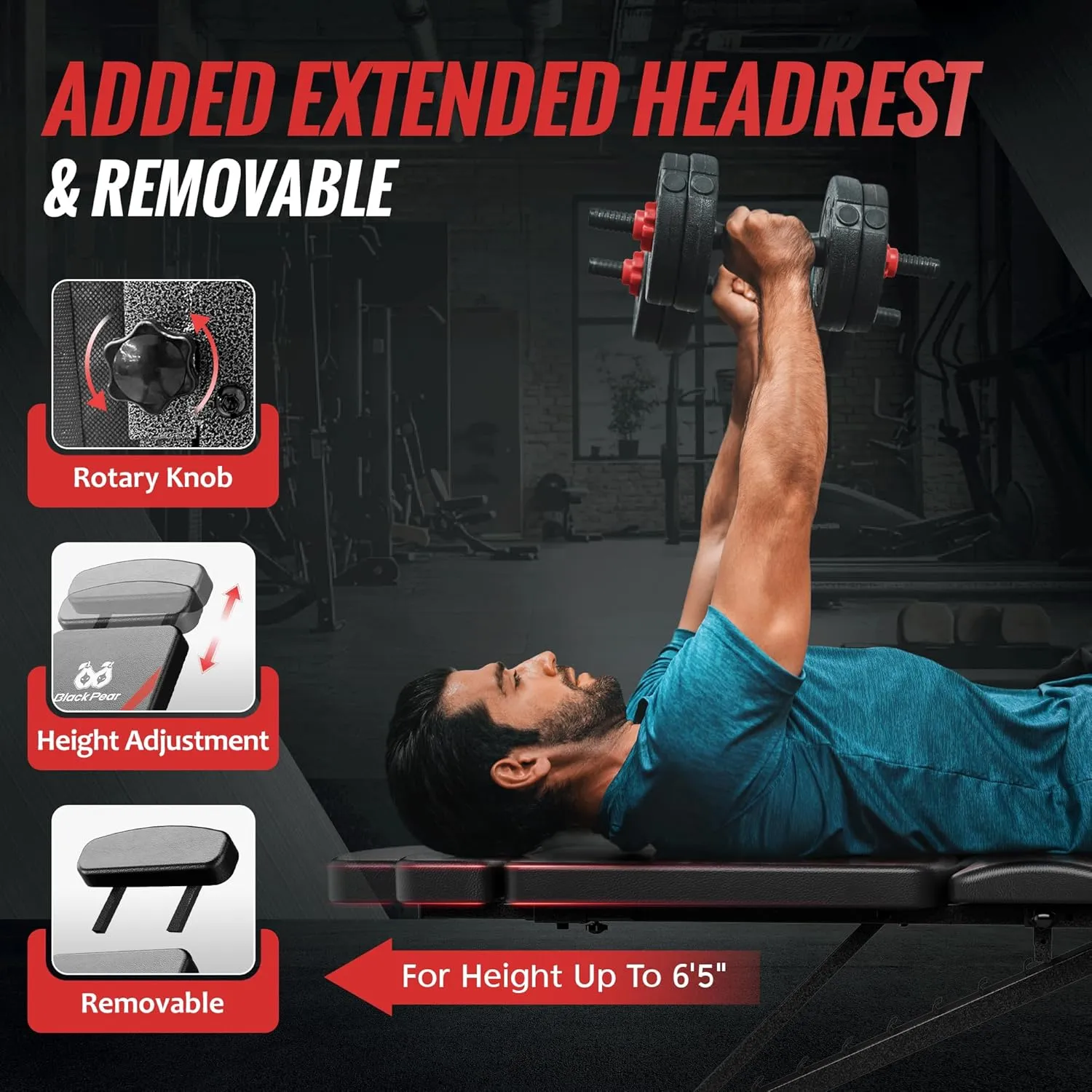 Adjustable Weight Bench for Home Gym with Headrest for Exercises