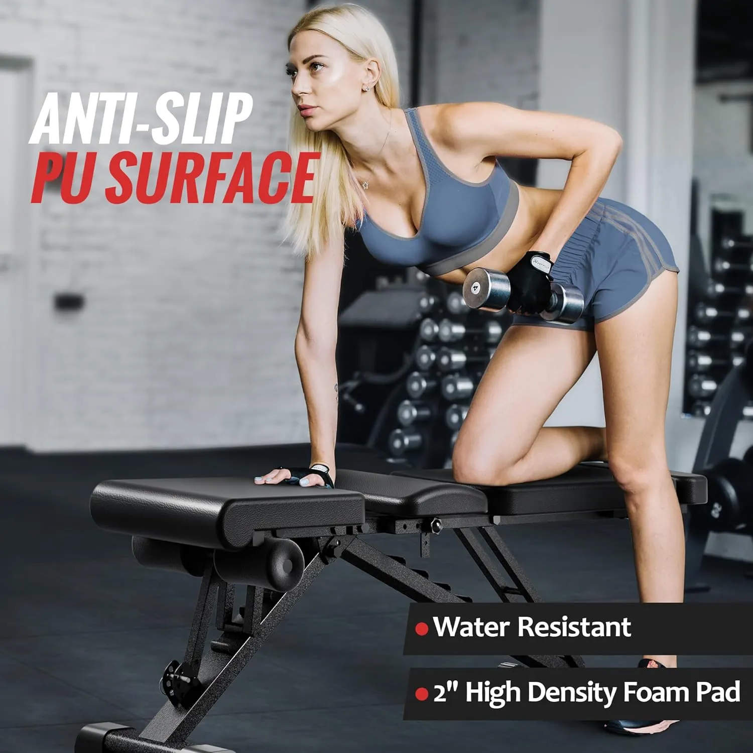 Adjustable Weight Bench for Home Gym with Headrest for Exercises