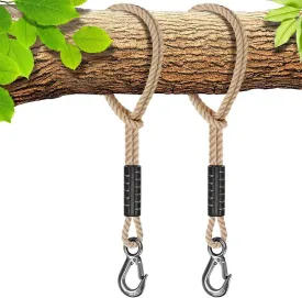 BeneLabel 2 Pcs Tree Swing Rope, 19 inch, Hammock Tree Swing Hanging Strap, Heavy Duty Hook, for Indoor Outdoor Swing Hammock Playground Set Accessories, Off-White