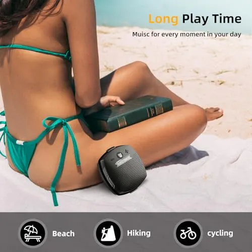 Bluetooth Speakers Wireless Deep Bass Small Waterproof Bluetooth Speaker with Lanyard Shower Speaker Bluetooth 5.4 IPX5 TWS Built-In Mic for Bike Floating Mounted Bathroom Outdoor Speaker(Black)
