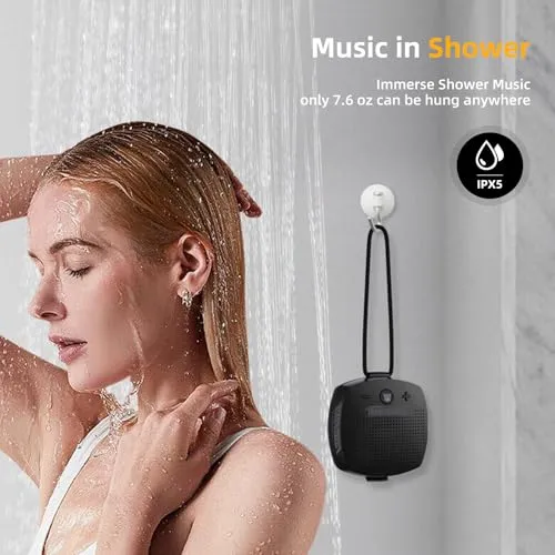 Bluetooth Speakers Wireless Deep Bass Small Waterproof Bluetooth Speaker with Lanyard Shower Speaker Bluetooth 5.4 IPX5 TWS Built-In Mic for Bike Floating Mounted Bathroom Outdoor Speaker(Black)