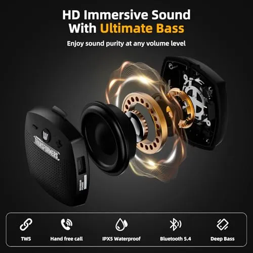 Bluetooth Speakers Wireless Deep Bass Small Waterproof Bluetooth Speaker with Lanyard Shower Speaker Bluetooth 5.4 IPX5 TWS Built-In Mic for Bike Floating Mounted Bathroom Outdoor Speaker(Black)