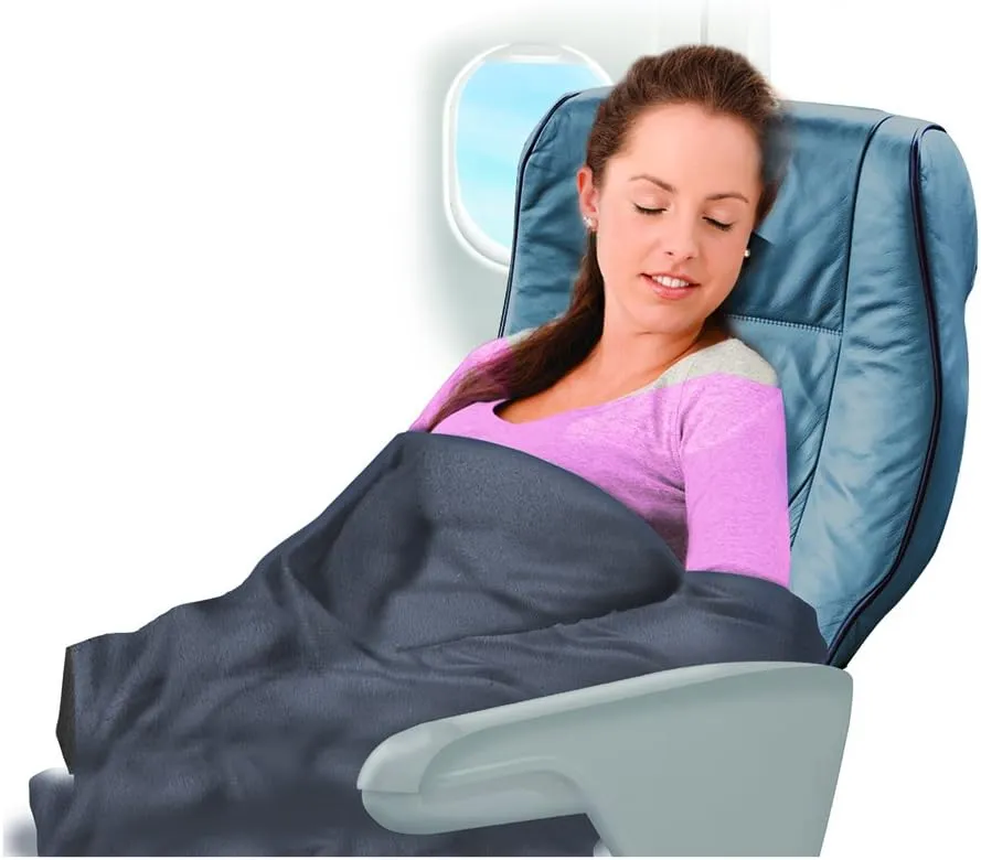 Cloudz Cozy Compact Airplane Travel Blanket for Your Flight, Car, Camping, Home or Comforting Warmth Anywhere! - Sky Blue