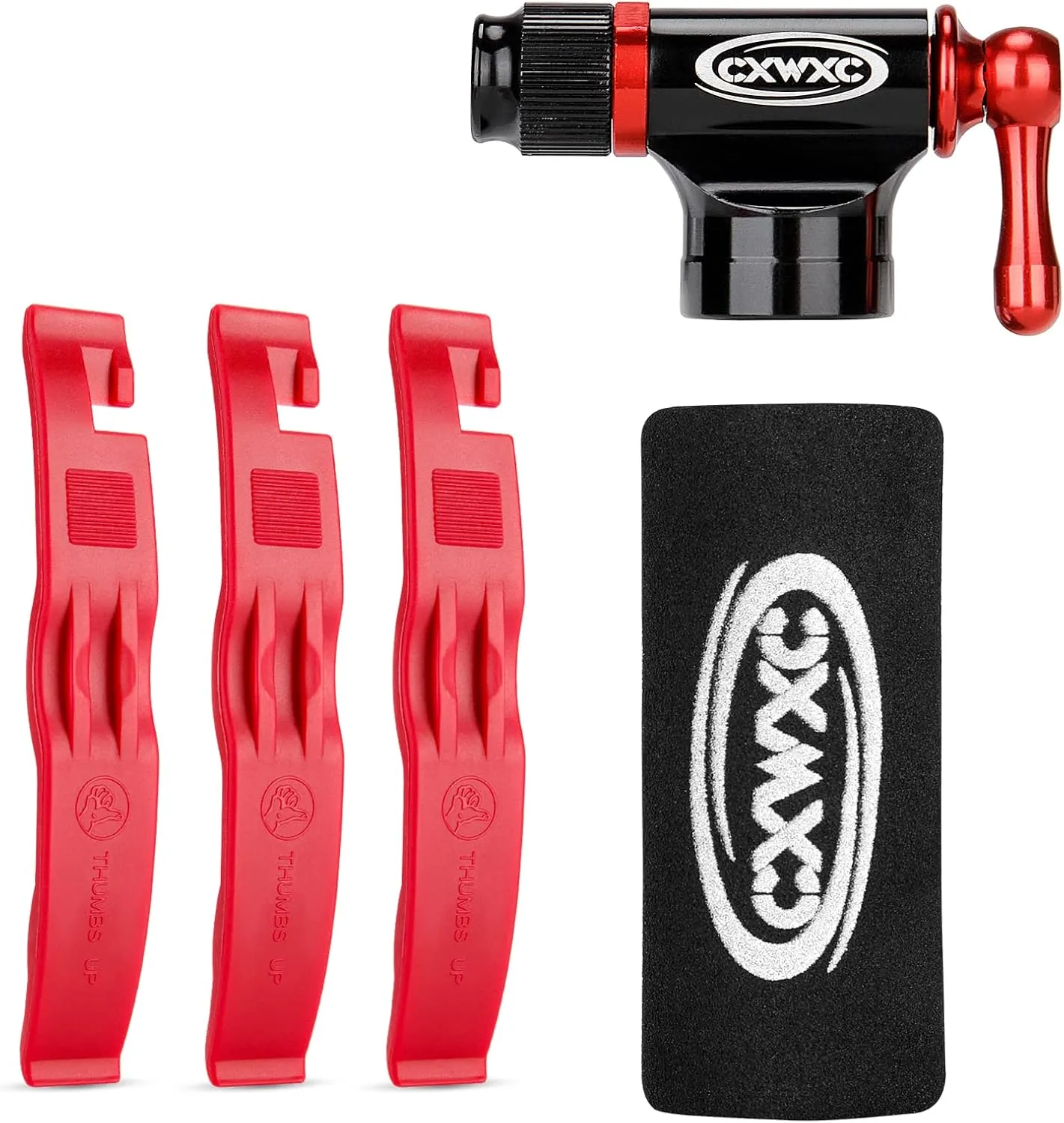 CO2 Inflator with Tire Levers - Presta & Schrader Valve Compatible - Bicycle Tyre Pump for Road & Mountain Bikes, No CO2 Cartridges Included