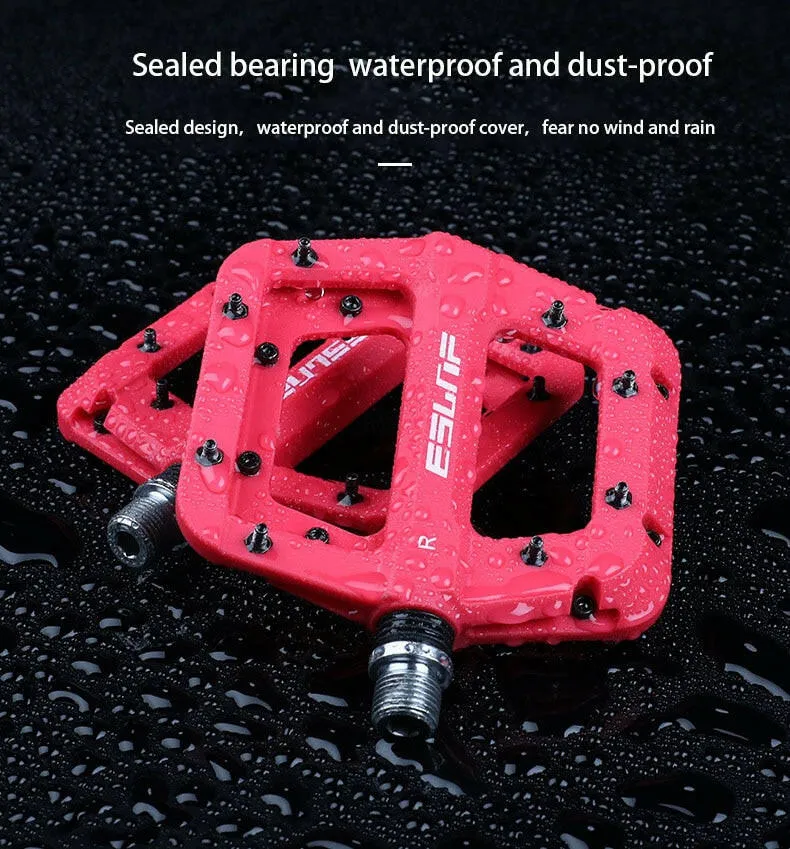 ESLNF Ultralight Seal Bearings Bicycle Bike Pedals Cycling Nylon Road Bmx Mtb Pedals Flat Platform Bicycle Parts Accessories