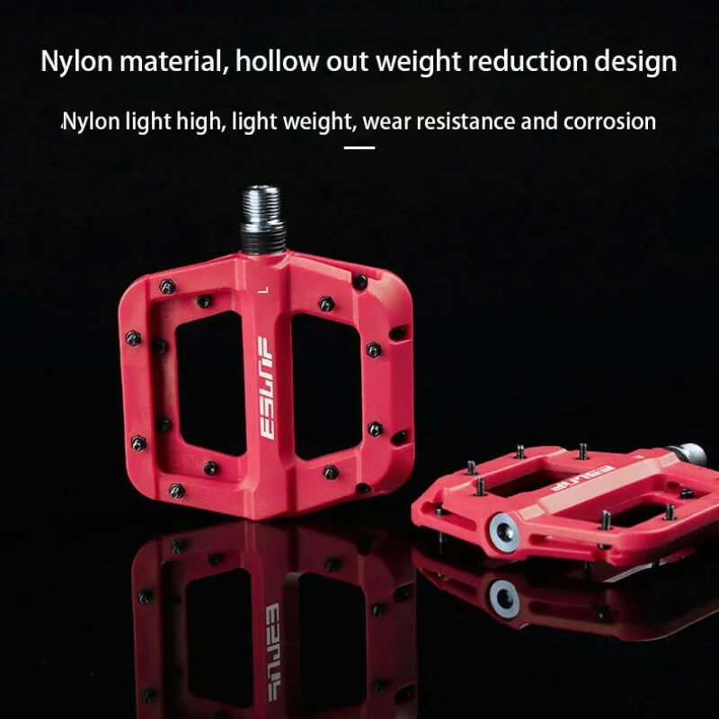 ESLNF Ultralight Seal Bearings Bicycle Bike Pedals Cycling Nylon Road Bmx Mtb Pedals Flat Platform Bicycle Parts Accessories