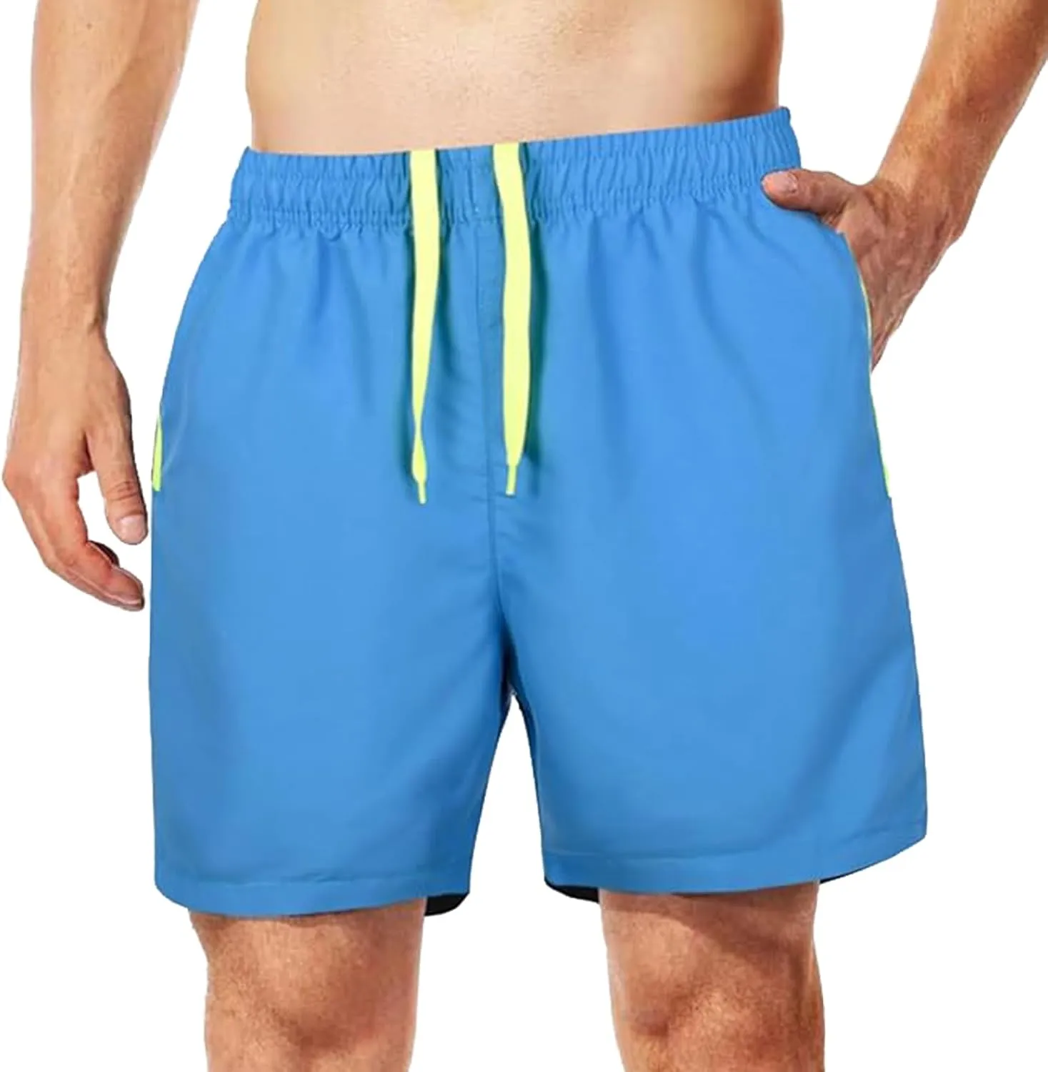 MADHERO Men Swim Trunks with Zipper Pockets Quick Dry Bathing Suits Mesh Lining