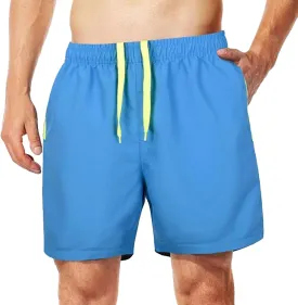 MADHERO Men Swim Trunks with Zipper Pockets Quick Dry Bathing Suits Mesh Lining