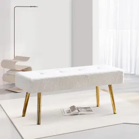 modern Modern Entryway Bench Teddy Velvet Upholstered End of Bed Bench Tufted Ottoman Bench Dining Bench with Thick Cushion Seated for Living Room, Bedroom