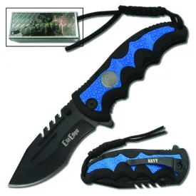 Navy Folding Knife Assisted Open w/Belt Clip & Paracord