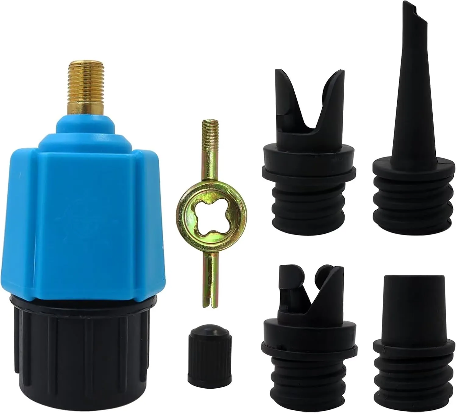 New Replacement Inflatable Pump Adaptor Compressor Paddle Board Pump Adapter, Valve Adapter with 4 Air Valve Nozzles for Inflatable Boat/Stand Up Paddle Board/Inflatable Bed/Dinghy