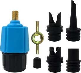 New Replacement Inflatable Pump Adaptor Compressor Paddle Board Pump Adapter, Valve Adapter with 4 Air Valve Nozzles for Inflatable Boat/Stand Up Paddle Board/Inflatable Bed/Dinghy