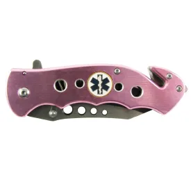 Pink EMT 5" Spring Assisted Rescue Pocket Knife