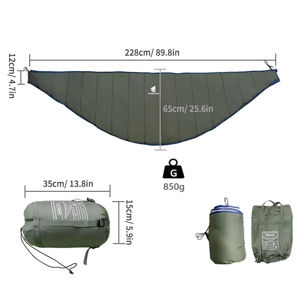 Portable Camping Hammock Underquilt Winter Cold Weather Warm under Quilt for Outdoor Camping Hiking