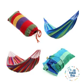Portable Hammock Swing Canvas Striped Rainbow with Hang Bed - 185*80cm (72*31 Inches)