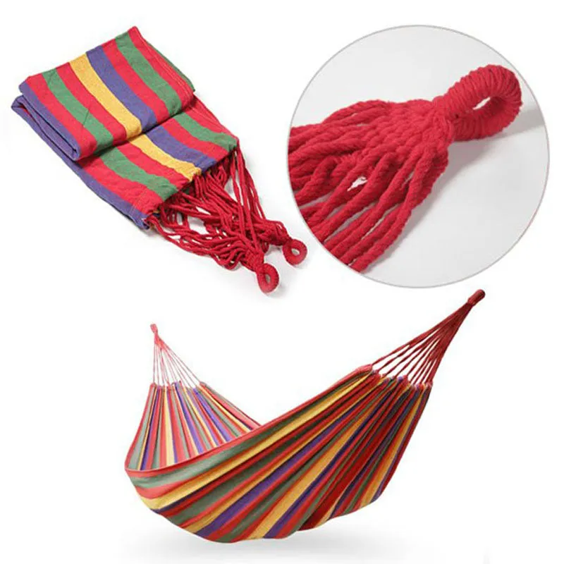 Portable Hammock Swing Canvas Striped Rainbow with Hang Bed - 185*80cm (72*31 Inches)