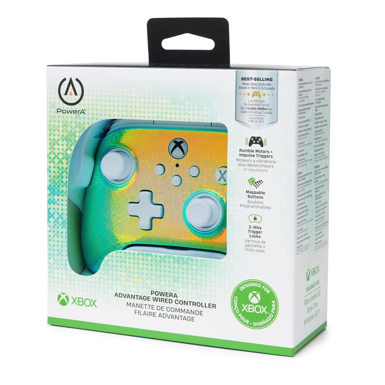 PowerA Advantage Wired Controller for Xbox Series X|S - Disco Ball, gamepad, wired video game controller, gaming controller, USB-C, Works with Xbox One, Officially Licensed