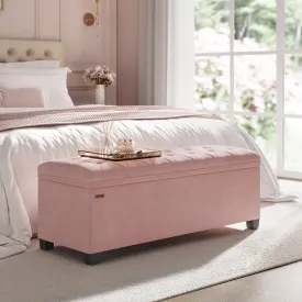 premium 43" Storage Ottoman Bench End of Bed Bench Pink Ottoman with Storage Load up to 660 lb for Living Room Bedroom