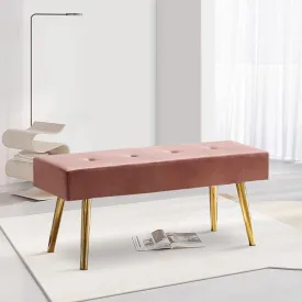 relaxed Modern Entryway Bench Teddy Velvet Upholstered End of Bed Bench Tufted Ottoman Bench Dining Bench with Thick Cushion Seated for Living Room, Bedroom