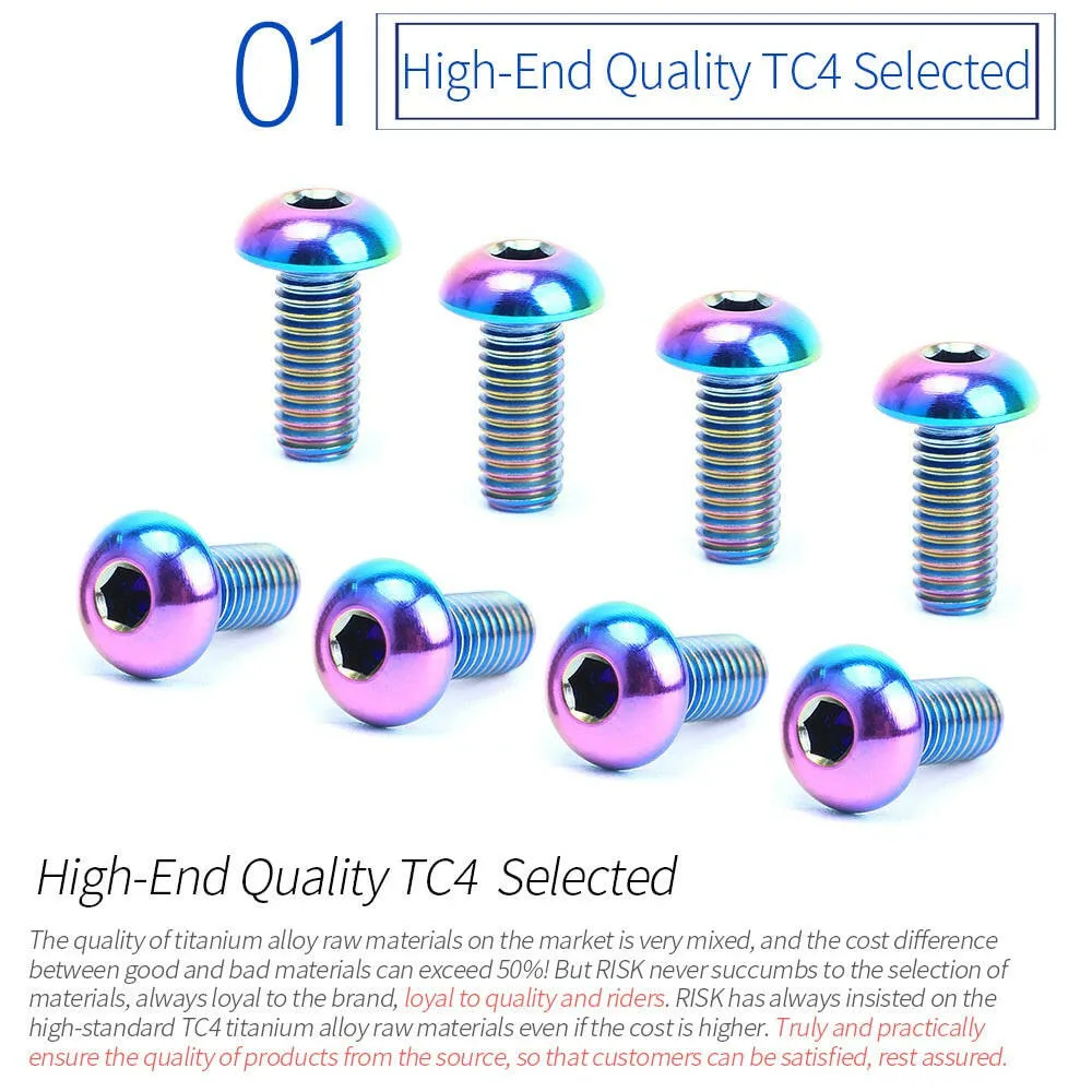RISK 2pcs/box Road MTB Titanium Alloy Bike Bicycle M5x12 Water Bottle Cage Fixing Bolts Air Pump Holder Bracket Fixed Screw