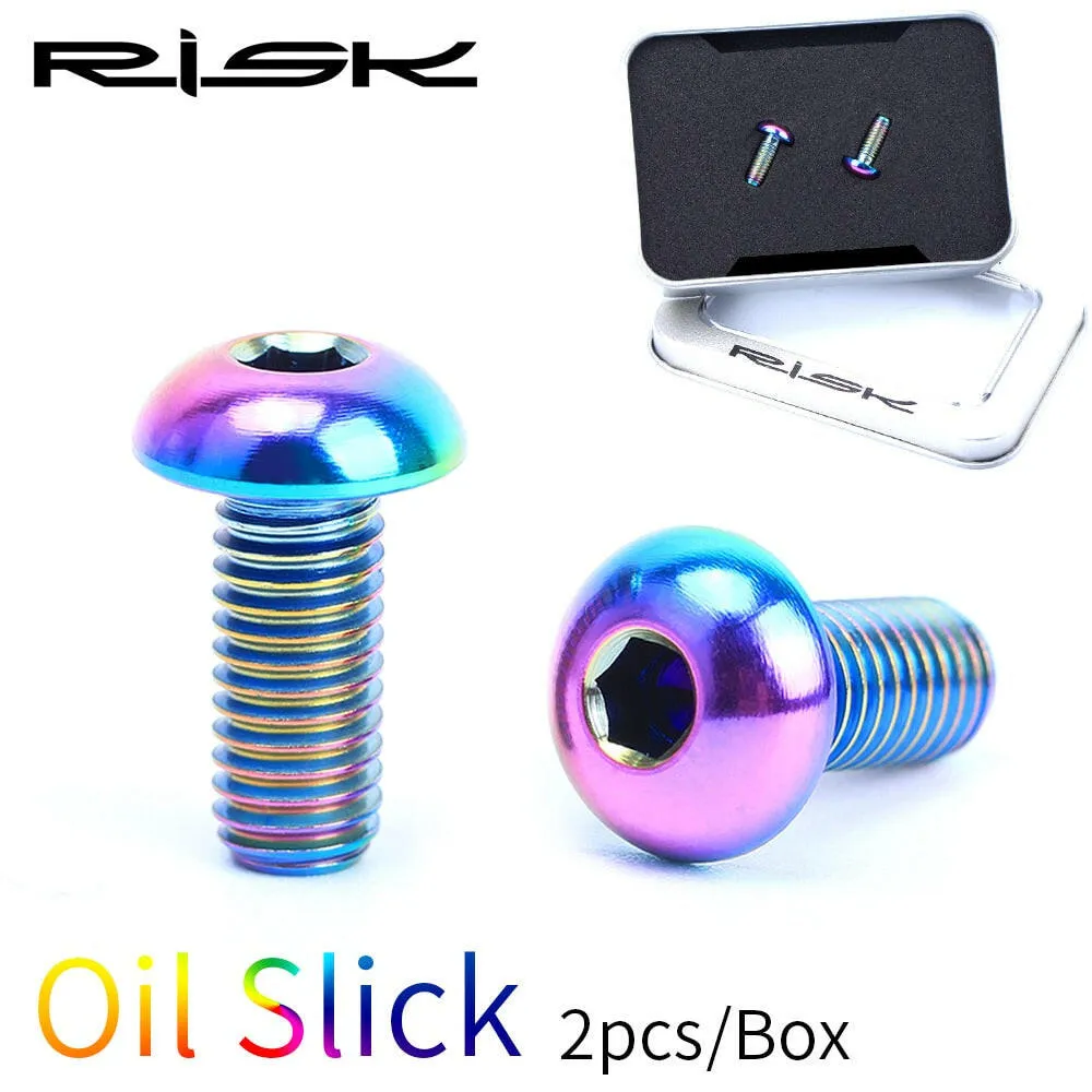 RISK 2pcs/box Road MTB Titanium Alloy Bike Bicycle M5x12 Water Bottle Cage Fixing Bolts Air Pump Holder Bracket Fixed Screw
