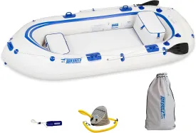 Sea Eagle SE9 Lightweight Inflatable Boat with Inflatable Floor, 5' Oar Set & 2 Seats. Great for Boating, Motoring, Rowing, Fishing & Yacht Tending