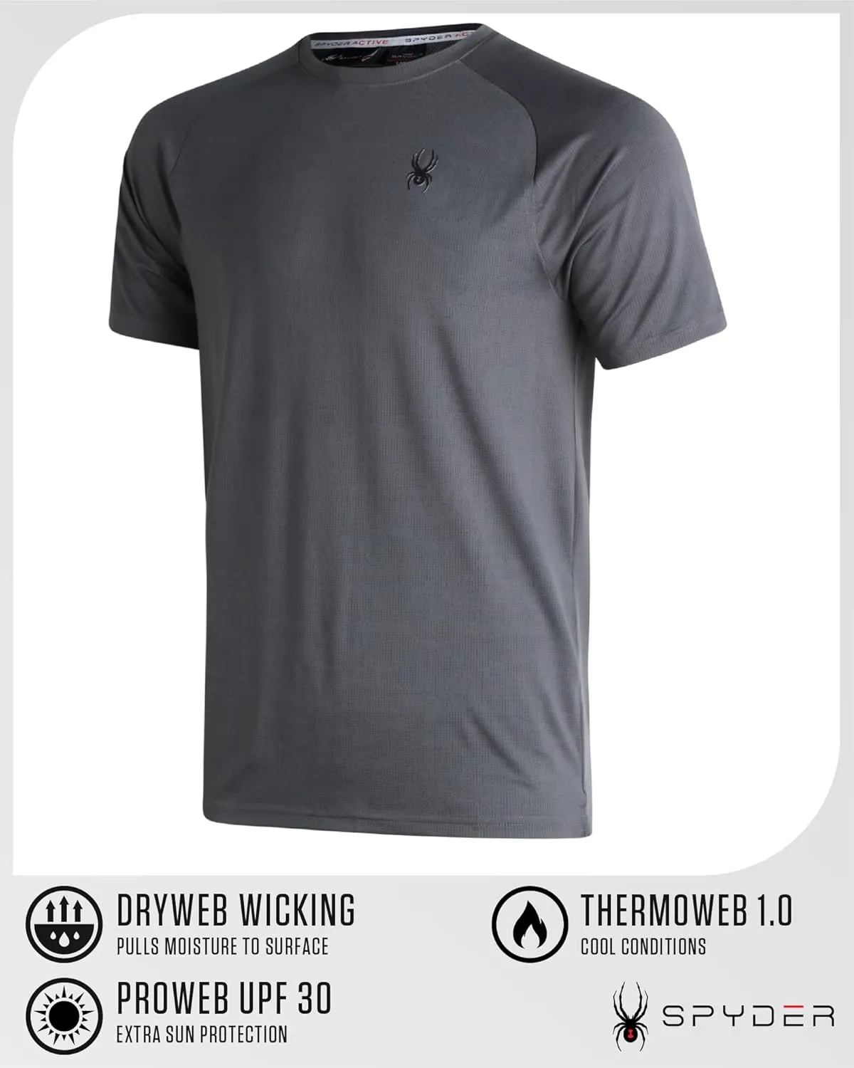 Spyder Men's Athletic Short Sleeve T-Shirt - Lightweight Crewneck Performance Workout Gym and Running Top (Sizes: S-XL)