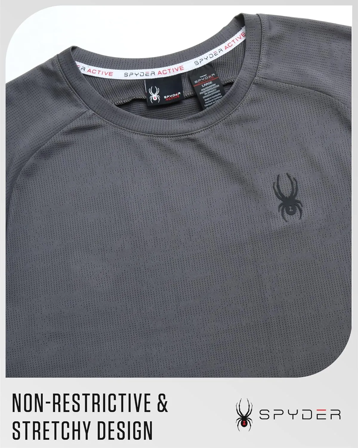 Spyder Men's Athletic Short Sleeve T-Shirt - Lightweight Crewneck Performance Workout Gym and Running Top (Sizes: S-XL)