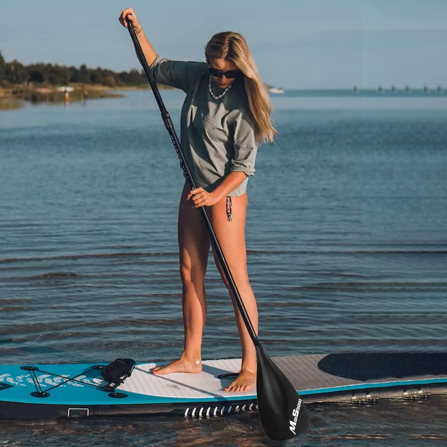 SUP Paddle - Adjustable 3 Pieces Stand Up Paddle Board Paddle with Unique Lock Design Floating Alloy Shaft Paddleboard Paddle