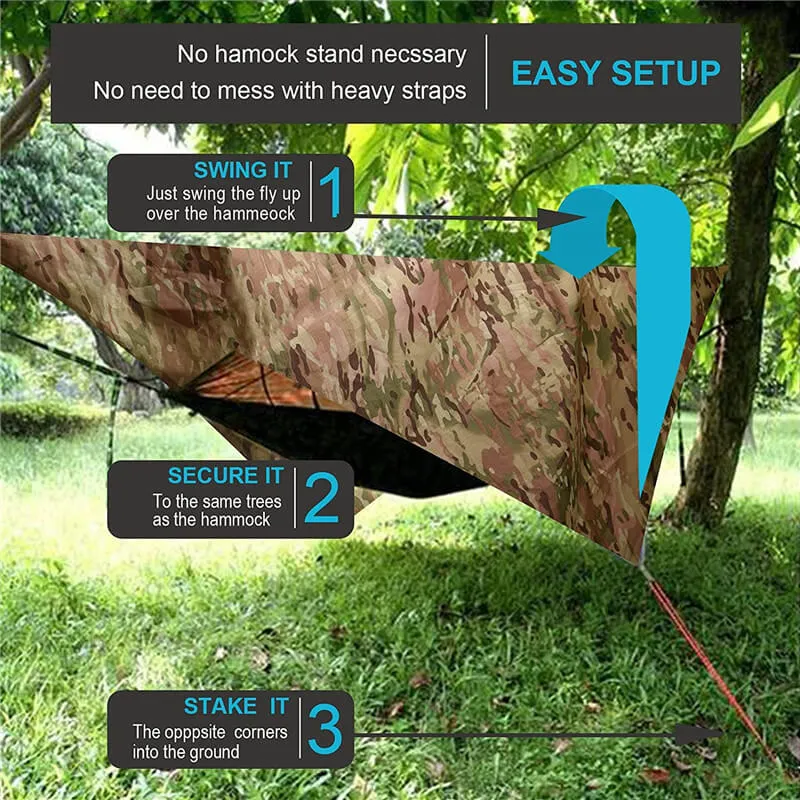Tent Tarp Hammock Rain Fly PU Waterproof Windproof UV 50  Sunshade Essential Survival Camping Hiking