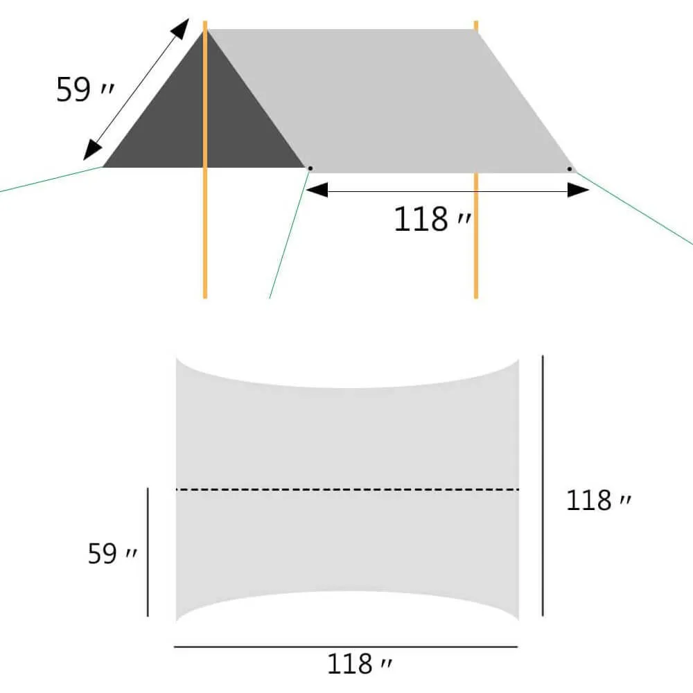 Tent Tarp Hammock Rain Fly PU Waterproof Windproof UV 50  Sunshade Essential Survival Camping Hiking