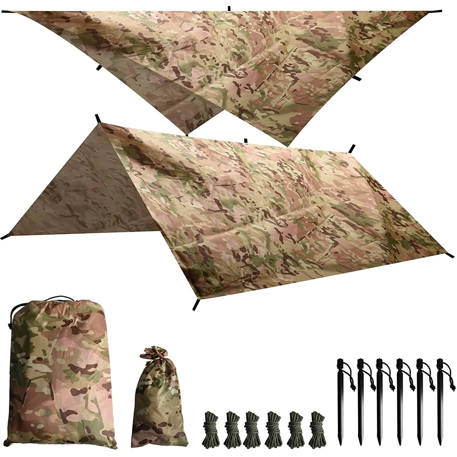 Tent Tarp Hammock Rain Fly PU Waterproof Windproof UV 50  Sunshade Essential Survival Camping Hiking