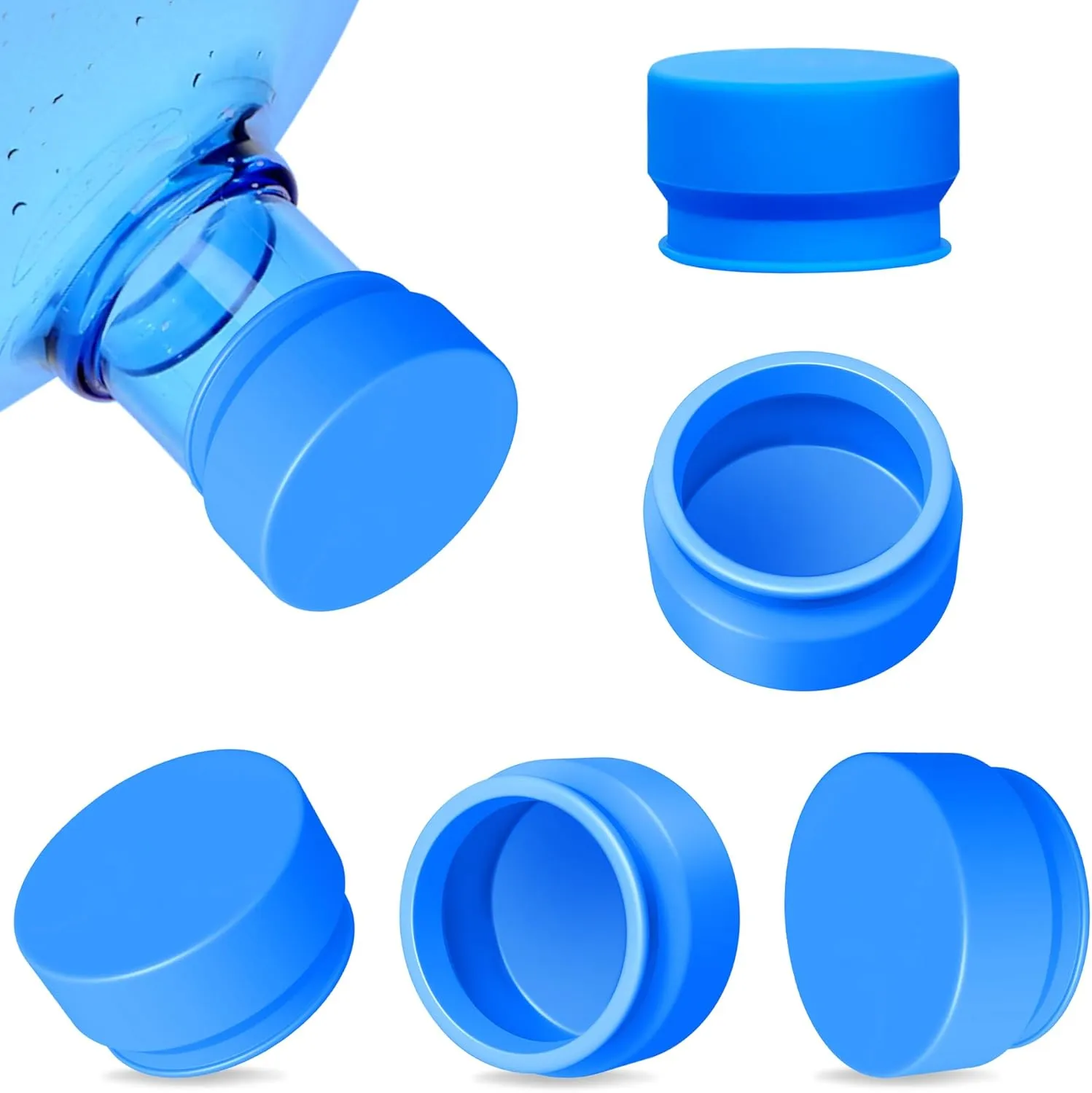 Upgraded 3 and 5 Gallon Water Jug Cap, Silicone Reusable Replacement Cap, Non Spill Bottle Caps for 55mm Bottle Water Dispenser Caps - Pack of 3