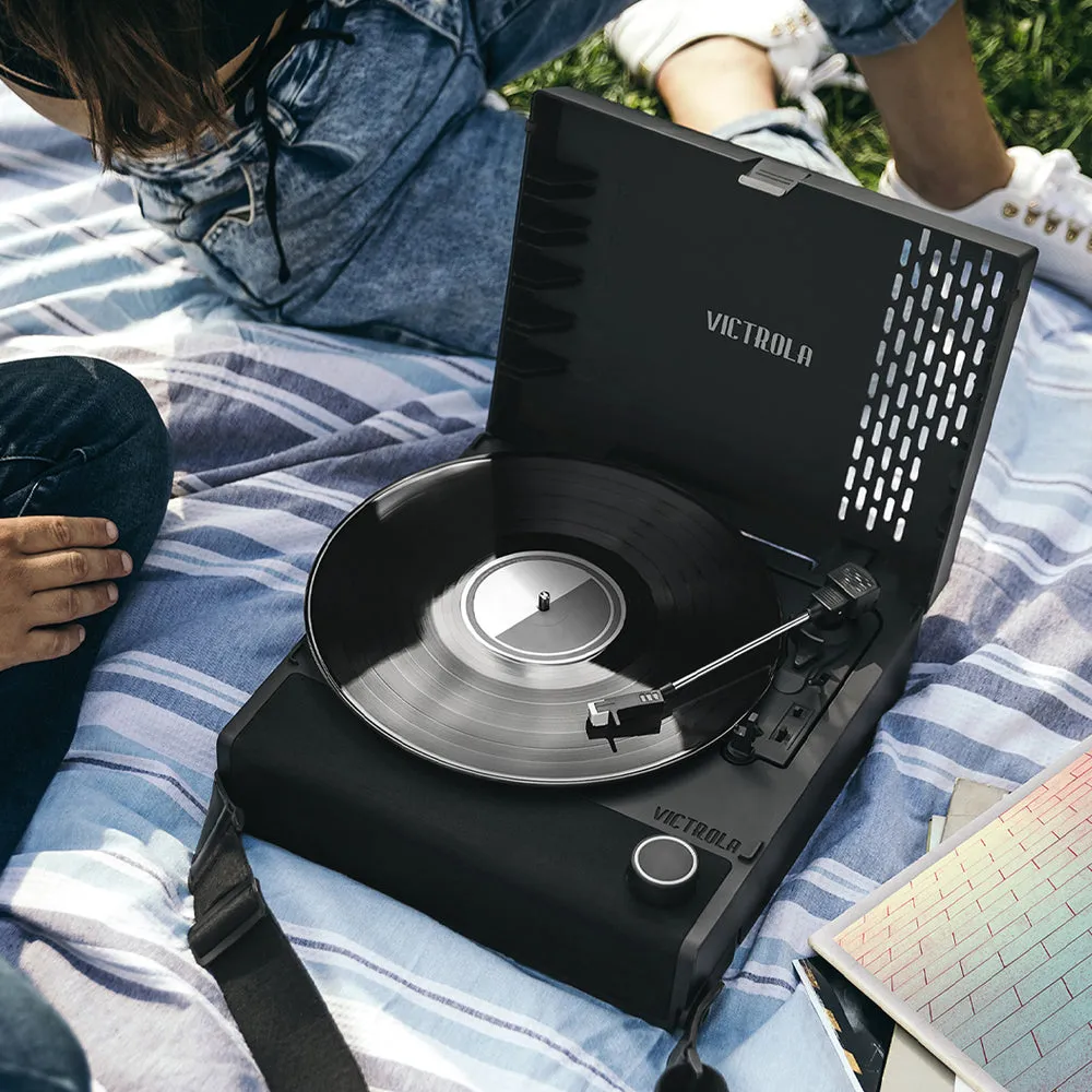 Victrola Revolution Go Turntable - Black   Bundled Record Storage Crate