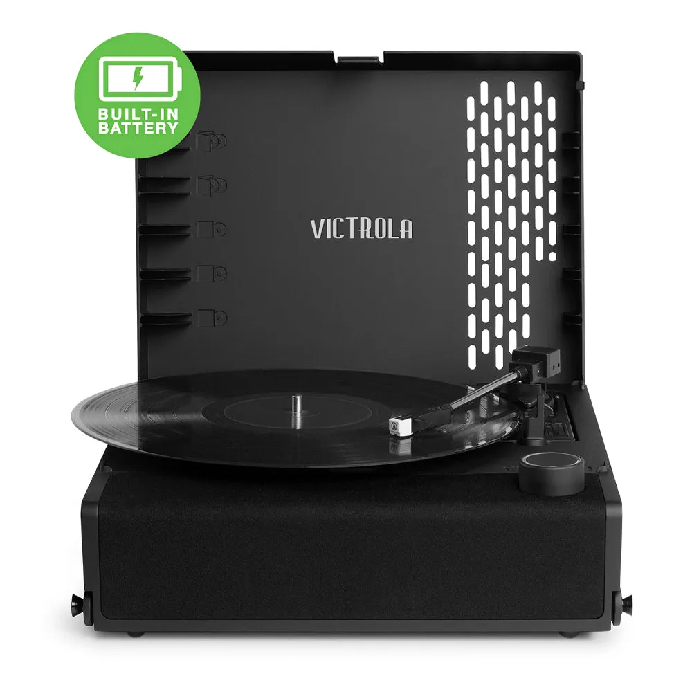 Victrola Revolution Go Turntable - Black   Bundled Record Storage Crate