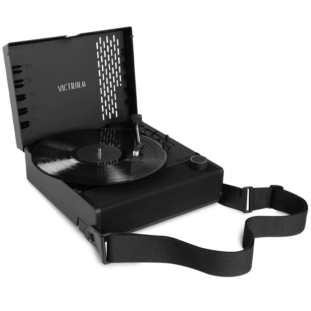 Victrola Revolution Go Turntable - Black   Bundled Record Storage Crate