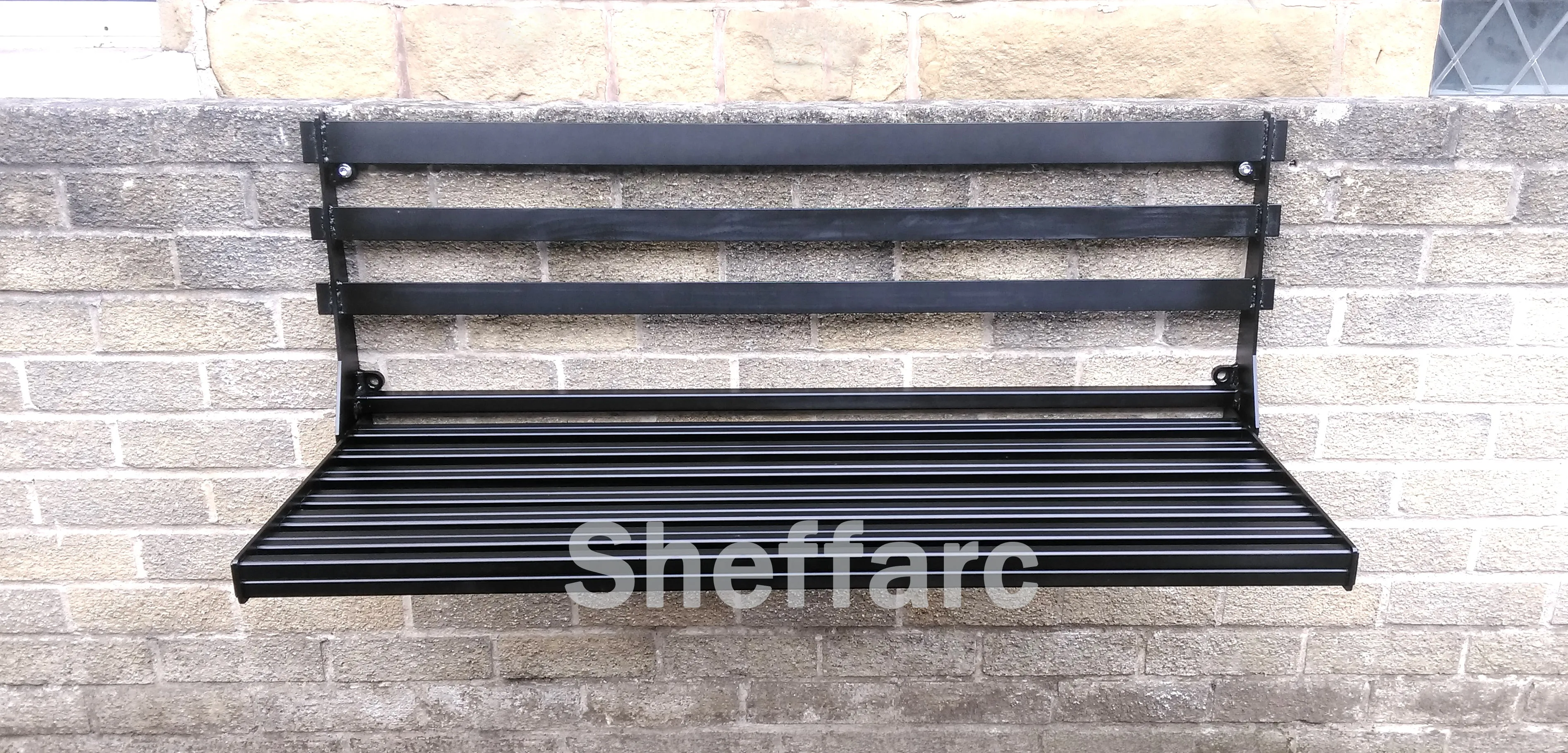 Wall Mounted seating,  Foldaway / Fold up Metal Garden Seat / Bench / Chair, space saving