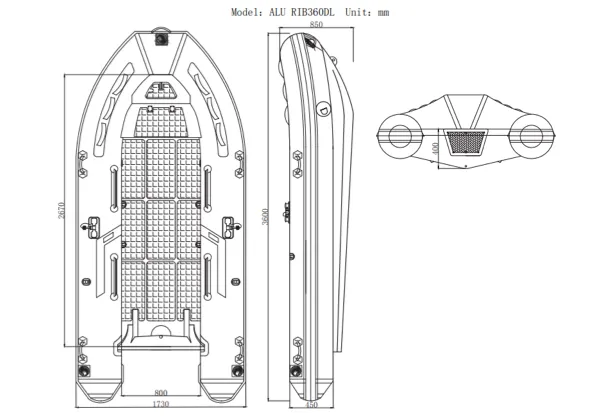 Waveline 3.60m Double Skinned Aluminium Hull RIB