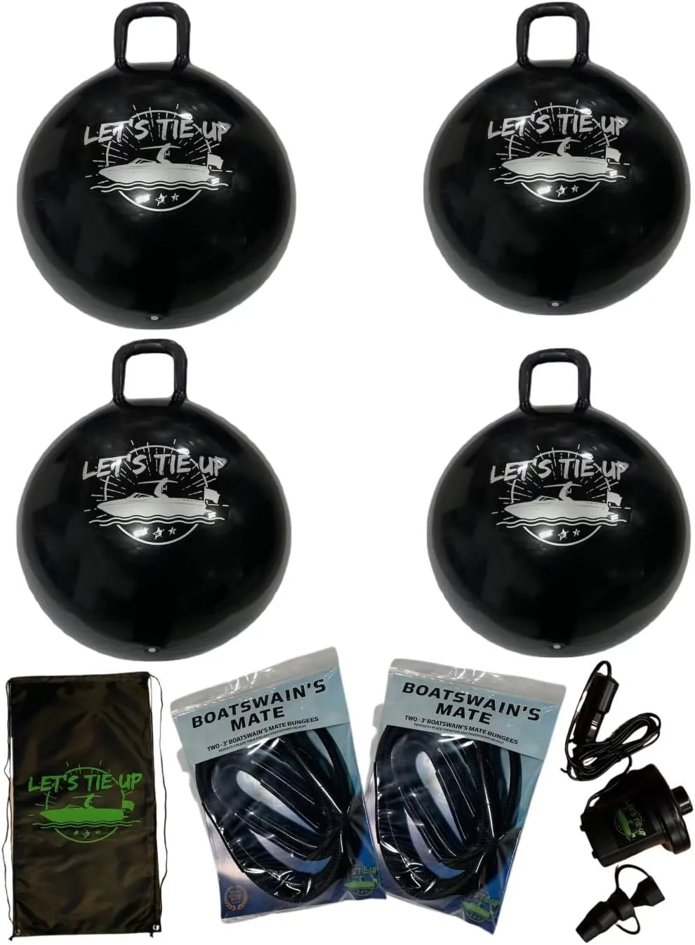 XL Inflatable Tie-Up Boat Fender Buoy - Bumper Ball - Black